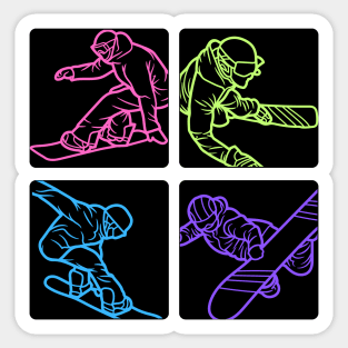 Neon Snowboarding Squares - Vibrate Colors Sticker